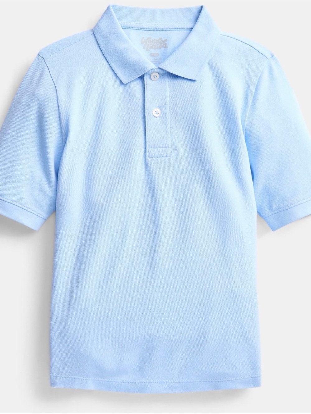 Kids Light Blue Polo Shirt with Two-Button Placket